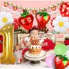 NANAGALI 7Pcs Berry First Party Decorations, 40" Gold One Balloon for First Birthday Decorations Sweet One Strawberry 1st Berry First Birthday Decor Foil Helium Balloons for Girls