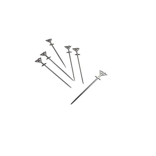 Prodyne Stainless Steel Martini Glass Cocktail Picks, Set of 6