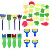 Fycooler Toddler Painting Set-57Piece Painting Tool Kit with Art Smock - Kids Paint Brushes Sponge Kits- Toddler Kids Early Learning Toys Finger Paints Sponges Washable Acrylic Paint Art Supplies Gift