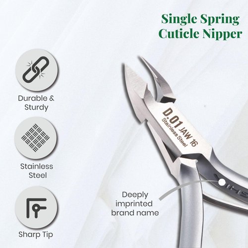 NGHIA Cuticle Nipper - D-01 JAW 12 | Stainless Steel | Durable and Sharp | Ergonomic Design | Grey Plated | Ideal for Salons and Home Use