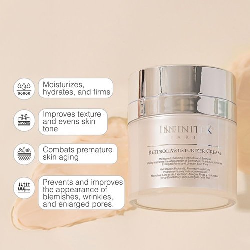 Infinitek Paris Retinol Face Moisturizer Night Cream - Premium Skin Care with Collagen & Vitamin E. Advanced Anti-Aging and Antioxidant Face Cream. Skin Vitamin Enriched Moisturizer for Radiant Skin