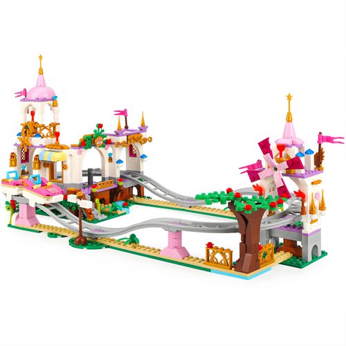 ZCOINS Girls Princess Windsor Castle Building Blocks Set, Friends Roller Coaster Building Kit, Creative Playground Amusement Park Toy, Pink Construction Ornaments Gift for Kids Girls Boys Aged 6+