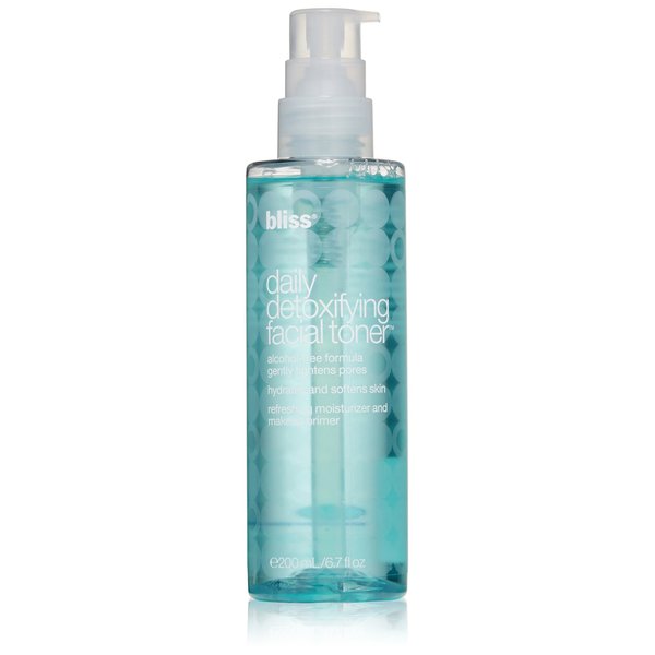 bliss Daily Detoxifying Facial Toner | Effective Toner, Light Moisturizer, & Makeup Primer | With Rose Water, Sodium Hyaluronate, & Malachite Extract | Alcohol Free | 6.7 fl. oz