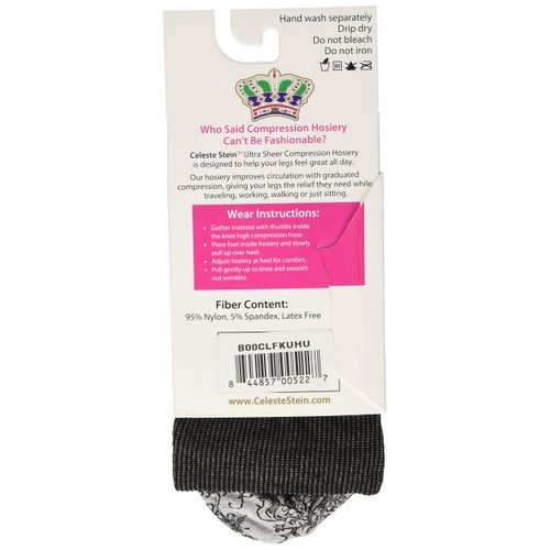Celeste Stein Therapeutic Compression Socks, Grey Damask, 8-15 mmHg, Mild, 0.6 Ounces