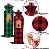 DULEFUN 12pcs Christmas Wine Gift Bags, Christmas Wine Bags Classic Buffalo Plaid Wine Bottle Bags Reusable Burlap Xmas Wine Bottle Covers Clothes for Christmas New Year Wedding Holiday Parties