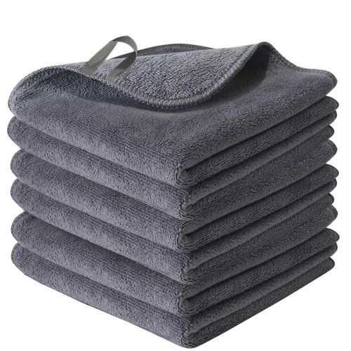 NUGILLA Makeup Remover Cloth 12 x 12 Inch, Reusable Makeup Remover Towels for Washing Face, 6 Pack Washable Microfiber Face Cloth Fast Drying Washcloth, Grey