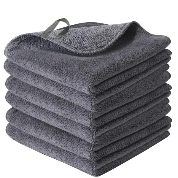 NUGILLA Makeup Remover Cloth 12 x 12 Inch, Reusable Makeup Remover Towels for Washing Face, 6 Pack Washable Microfiber Face Cloth Fast Drying Washcloth, Grey
