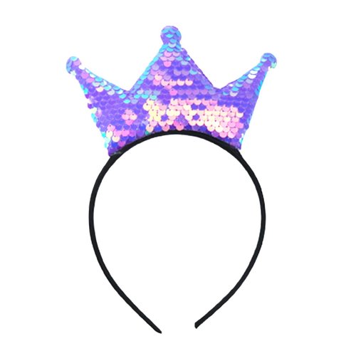 Crown Headband Laser Glitter Hair Band Crown Sequin Hair Accessories Girls Women Birthday Party International Children's Day (Lavender)