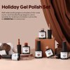 modelones Holiday Gel Nail Polish Set, 6 Colors Brown Dark Red Gel Polish Kit Glitter Champagne Gold Nude Pink Grey Nail Polish Gel, Soak OFF LED Manicure Nail Art DIY Home Salon Gift for Women