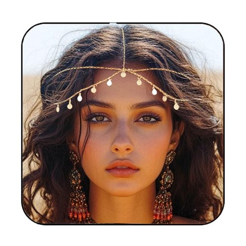 BARTOSI Boho Sequin Head Chain Gold Hair Chains Headpiece Festival Costume Headband Hair Accessories for Women