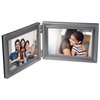 Malden International Designs Concourse Pewter Metal Hinged Picture Frame, Double Horizontal, 2-4x6, Silver