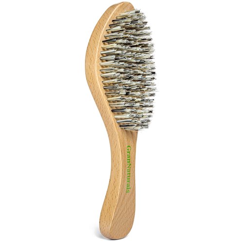 GranNaturals Extra Hard Wave Brush - Curved Boar &amp; Extra Hard Nylon Bristle Hair Brush for 360 Waves