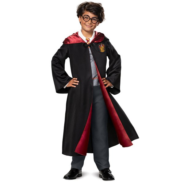 Disguise Harry Potter Costume Kids Deluxe Hooded Robe and Jumpsuit, Children Size Small (4-6), 107529L Black & Red