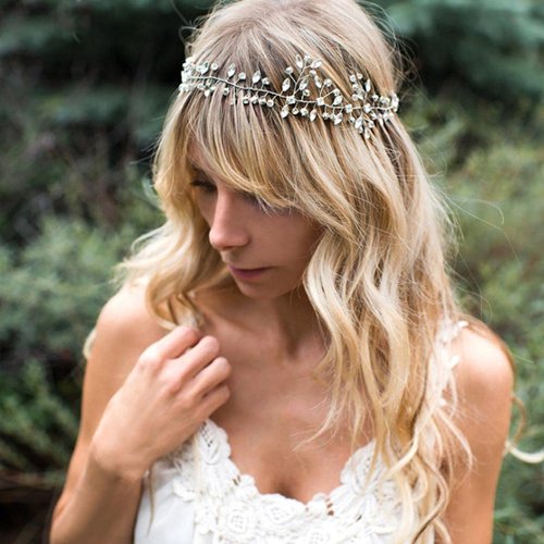 Salliy Wedding Hair Comb Silver Leaf Bridal Hair Piece Silver Rhinestone Hair Accessories for Women and Girls (K)