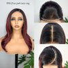 LOLYDEER 1B99J Red Synthetic Lace Front Wig 18 Inch Body Wave Lace Front Wigs 13X6 Glueless Lace Frontal Wigs Dark Root Red Wigs For Women Pre-plucked With Baby Hair Wavy Free Part Lace Wigs
