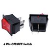 mxuteuk 3pcs AC110V/120V Rocker Switch DPST ON-Off 4 Pin Red Light Illuminated Snap-in Toggle Power Switch, AC 250V 6A 125V 10A, Use for Household Appliances MXU2-201NR