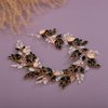 Kercisbeauty Gold Leaves Black Crystal Beads Headpiece for Women Wedding Bridal Hair Bands Boho Handmade Headband Prom (Gold)