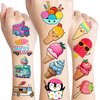 117 PCS Funny Ice Cream Popsicle Temporary Tattoos Summer Cone Party Decorations Favors Supplies Sweet Theme Birthday Cute Stickers Christmas Gifts Baby Shower Boys Girls Class School Prizes Carnival
