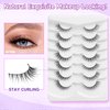 Lashes False Eyelashes Natural Cat Eye Lashes 14mm Wispy Eyelashes with Thin Band 3D Volume False Lashes Soft Strip Lashes Pack C Curl Natural Eyelashes Fake Lashes 7 Pair EVENTILL