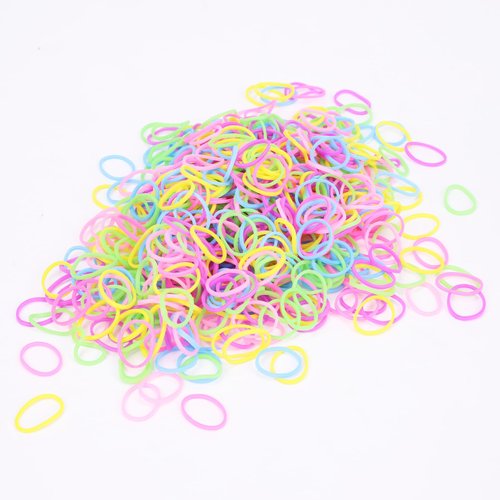 LUERMINJP Elastic Hair Bands Mini Hair Ties, 1000pcs No Damage Hair Rubber Bands, 0.59” Soft Ponytail Holders Colorful Hair Ties, Small Hair Elastic Accessories for Baby Toddler Kids Girls (Colorful)