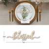 Thanksgiving Place Cards Blessed, Thankful, Grateful Wood Signs Fall Dining Table Plate Ornament Farmhouse Home Table Setting Decor 6 Pack (Blessed)
