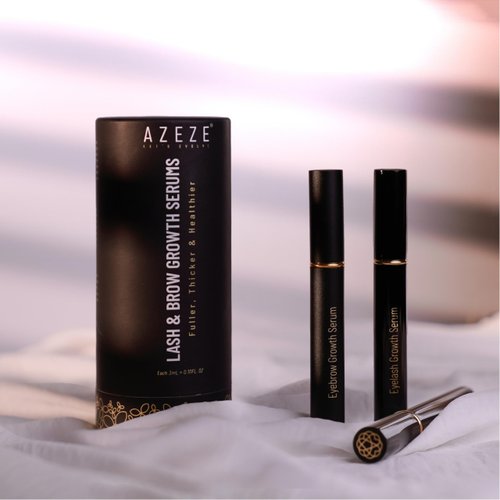 Azeze Eyelash and Eyebrow Growth Serum Set - Oil-Free, Hormone-Free Brow and Lash Serum for Eyelash & Eyebrow Growth and Thickness