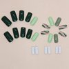 BAOYAALIN Green Press on Nails Medium Square Fake Nails with Fashion Swirl Design Full Cover Press ons Artificial Acrylic False Stick on Nail for Women Girls Daily Wear Wedding Manicure 24Pcs