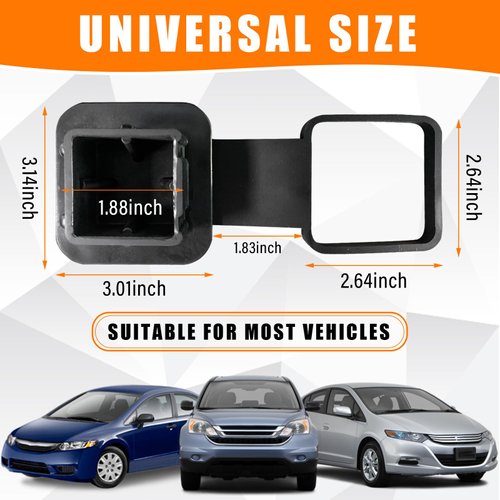 Ziciner Car Trailer Hitch Cover, 2 Inch Hitch Cover Tube Plug Insert, Rubber Receiver Tube Plug Towing Hitch Covers, Auto Exterior Universal Accessories Fits 2 Inch Receivers (Black with Buckle)