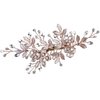 CROWN GUIDE Gold Rhinestone Bridal Hair Comb Barrette Handmade Flower Clip Pin Wedding Hair Accessories Pieces for Women Rose Gold