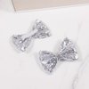 2 Pcs Cute 4" Sparkly Silver Sequin Hair Bows Glitter Alligator Clip Cheer Barrettes Hairpin,Teen Toddler Baby Girls School Kids Women Xmas Decor Accessory Gift