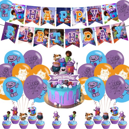 Home Movie Birthday Party Decorations ,Home Movie Birthday Party Favor with Banner, Ballons,Cake Topper, Cupcake Toppers for Boys Girls Gratuity Tip Tucci Oh Fans Party Supplies