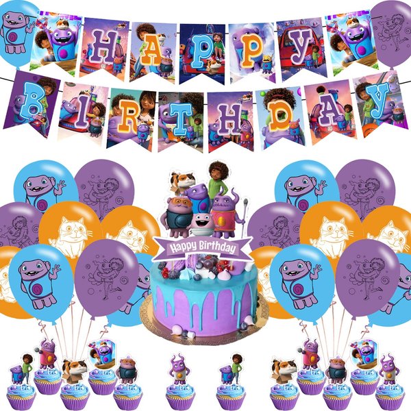 Home Movie Birthday Party Decorations ,Home Movie Birthday Party Favor with Banner, Ballons,Cake Topper, Cupcake Toppers for Boys Girls Gratuity Tip Tucci Oh Fans Party Supplies