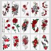 Oottati 15 Sheets Small Cute Hand Arm Temporary Tattoo Stickers Red Rose Skull Tiger Butterfly Snake