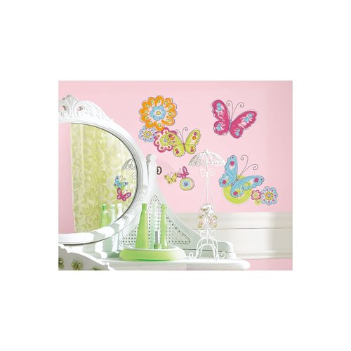 RoomMates RMK2325SCS Vibrant Brushwork Butterfly Peel and Stick Wall Decals