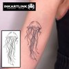 INKARTLINK Temporary Tattoos, Semi Permanent Tattoo Adult Art Design Waterproof Temp Tattoo Party Favors Tattoo Stickers Realistic Look, No Adhesive, Lasts 1-2 Weeks Black (Jellyfish)