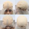 xiweiya White Blonde Synthetic Blonde Lace Front Wigs Long Body Wave Hair White Queen Heat Resistant Fiber Wig High Density Hair-reparement Wig for women