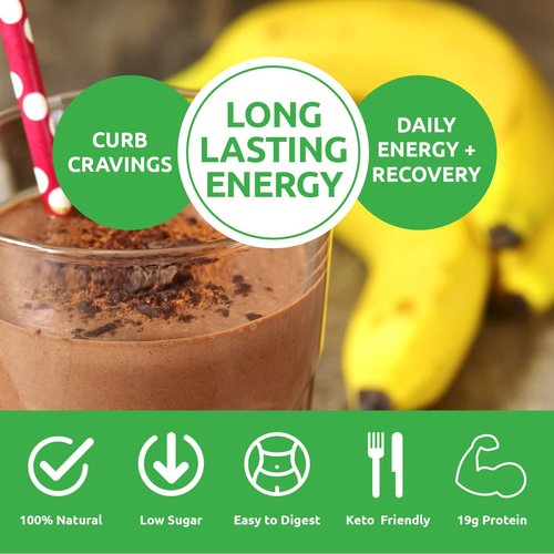 UCAN Energy + Whey Protein Powder - 19g Per Serving with Amino Acids EAAs & BCCAs - Keto Protein Powder - No Added Sugar, Gluten-Free - Cocoa - 12 Servings