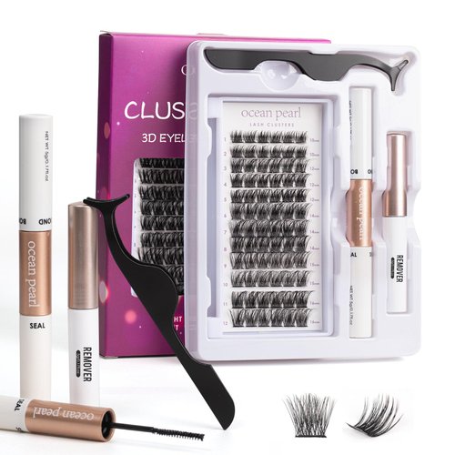 Lash Extension Kit 72 Pcs Lash Clusters Individual Lashes Natural with Lash Bond and Seal Super Hold Eyelash Tweezers Lash Glue Remover Easy to Remove DIY at Home 10-16mm C/D Curl - OP28