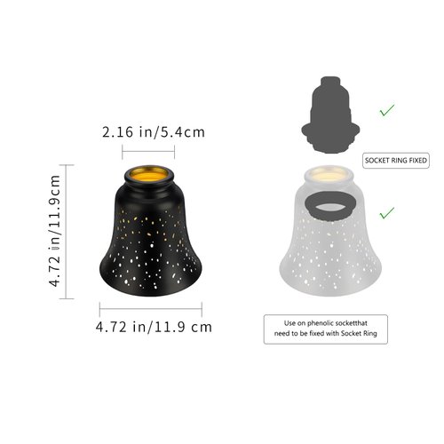 4 Pack Ceiling Fan Light Covers Shade Replacements with 1-5/8" Fitter, ALUCSET 4.5" Height and 4-3/4" Diameter, Metal Bell Shaped Cover for Chandelier Pendant Light Wall Sconces Series