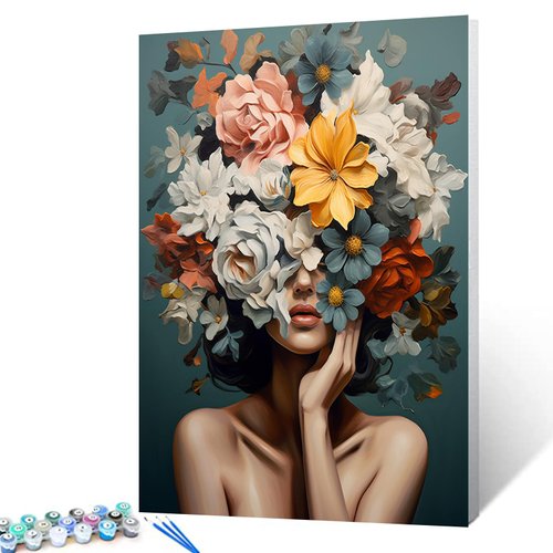 Tucocoo Fashion Girls Paint by Numbers Kits for Beginner Adults,Figure Painting Acrylic Pigment Painting Kit for Students Canvas Easy Paint by Numbers Home Wall Decor Gifts Crafts16x20inch Frameless