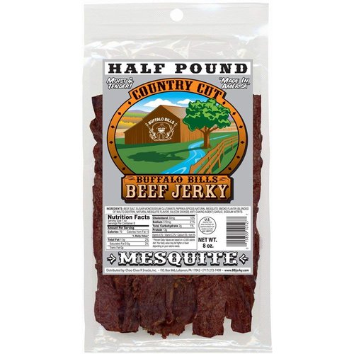 Buffalo Bills 8oz Mesquite Country Cut Beef Jerky Pack (moist & tender mesquite smoked beef jerky)