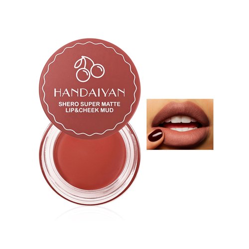 DLZZRS Matte Lip Mud, Dual-use Lip Mud for Lips & Cheek, Waterproof Easy to Color Lip Mud Lip Balm, Buildable Lightweight Soft Matte Finish High Pigment Lipstick Blush Lasting Lip Tint (03)