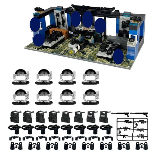 SWAT Figures Diving Team with Military Gear Building Blocks Set, Compatible with Lego 853792 Accessory, Special Force Base, SCP Soldiers (Diving)
