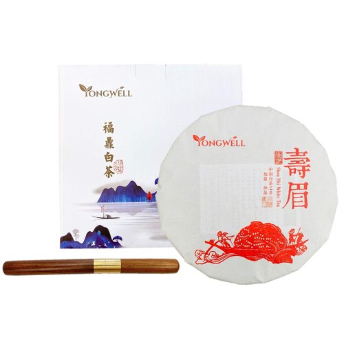 2015 Premium Shou Mei White Tea Cake 350g (12.3oz), Free Tea Knife, Beautiful Gift Packaging