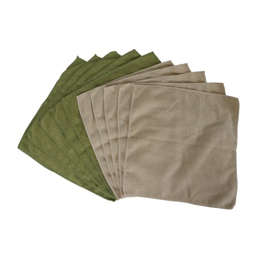 Evriholder Bamboo Naturals Greenery Collection Microfiber Towels, Lint Free Cleaning Cloths, Green & Tan, Pack of 10