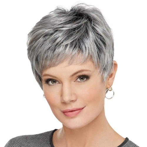 Short Hair Wigs with Natural Bangs,Bangs Hair Clip Synthetic Hair Pixie Cut Short Hair Wigs for Women with Thinning Hair Natural Daily Use Hair (#1)