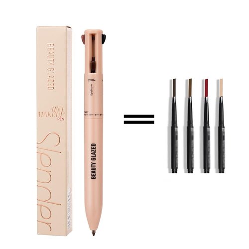 4-in-1 Makeup Pencil - Eyebrow Pencil, Eyeliner, Lip Liner & Highlighter - Multifunctional Makeup Pencil, Portable Beauty Cosmetics Set, Suitable for Travel (02#)