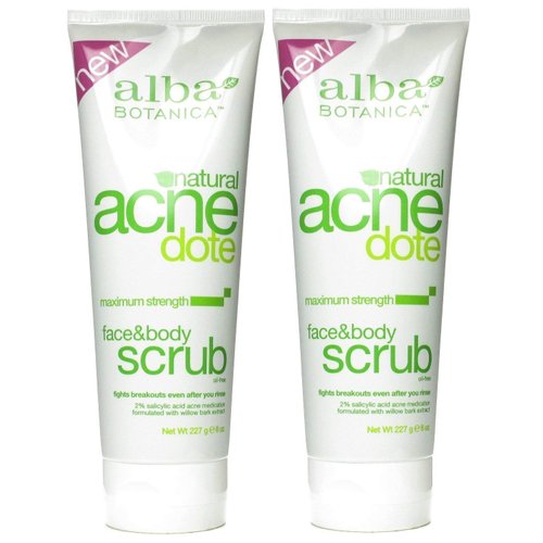 Alba Botanica ACNEdote Face & Body Scrub, 8 Ounces Tube (Pack of 2)