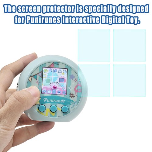 xcivi 4 Pack Hard Screen Protector Compatible for Punirunes Interactive Digital Toy, Tempered Glass Screen Protector for Punirunes Interactive Digital Toy with 55 Squishy Characters Inside