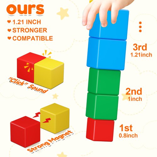 KAEILORU Magnetic Blocks for Toddlers 3 4 5 6 7 8 Year Old Boys Girls Magnetic Building Blocks Classroom Must Haves Creative Learning Toys Sensory Magnet Cubes Number Toys for Kids Age 2-3 3-5 4-8